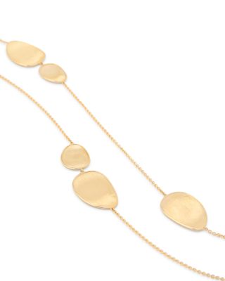 18K Yellow Gold Lunaria Textured Link Long Chain Necklace, 36"