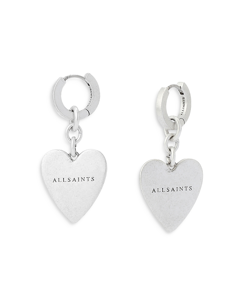 Allsaints Lia Heart Charm Huggie Hoop Earrings