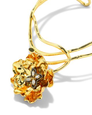 Jardin Crystal Rose Structured Collar Pendant Necklace