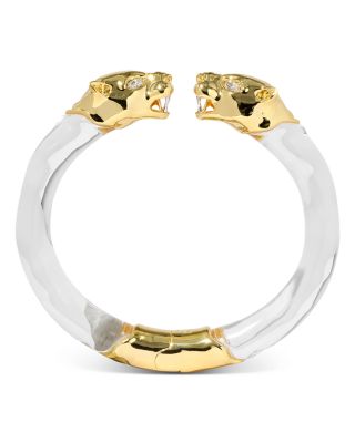 Panther Visage Lucite Hinge Cuff Bracelet