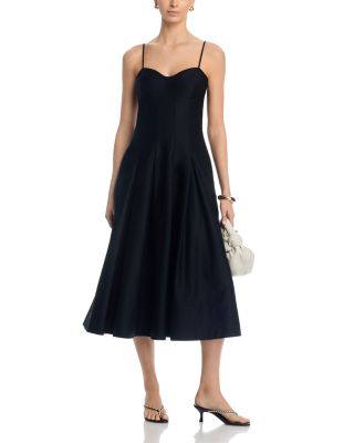 Sateen Pleated Midi Dress