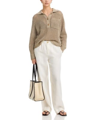 Open Stitch Crochet Polo Sweater - Exclusive