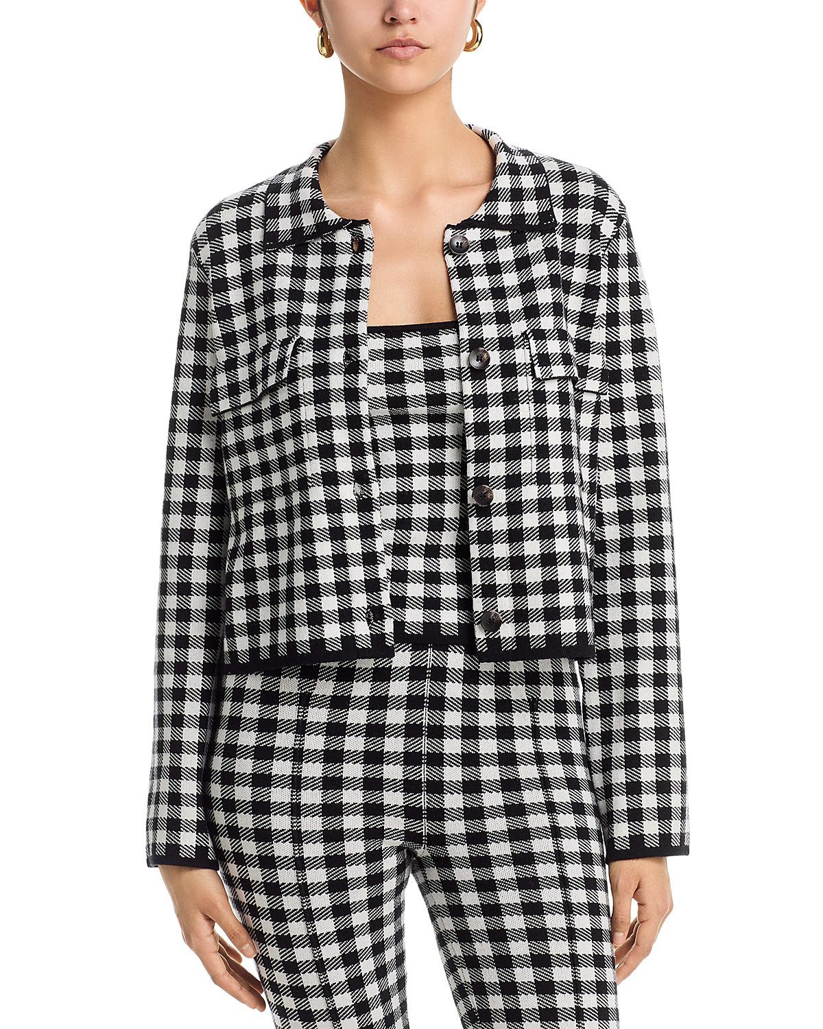 Aqua Gingham Knit Jacket - Exclusive