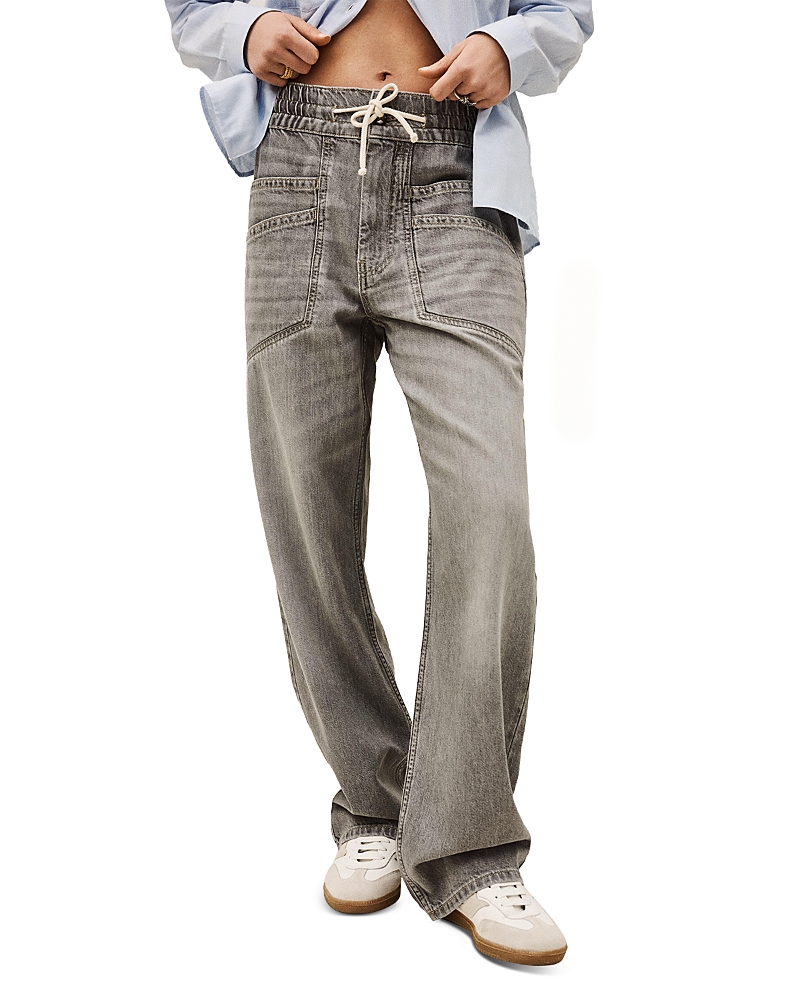 ba & sh Yima Drawstring Wide Leg Jeans in Grey