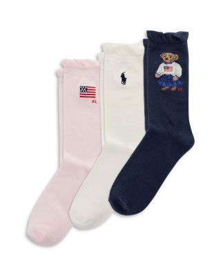 Girls' Americana Bear Gift Socks, 3 Pack - Little Kid, Big Kid