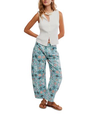  We The Free Good Luck Leopard Barrel Leg Jeans in Brown Sugar