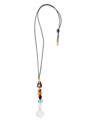 Multi Gemstone Fish Cord Pendant Necklace, 42"