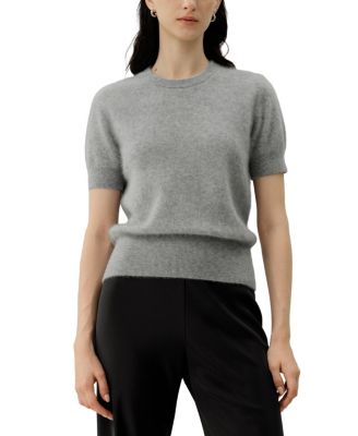  Brushed Cashmere Short-Sleeve Sweater