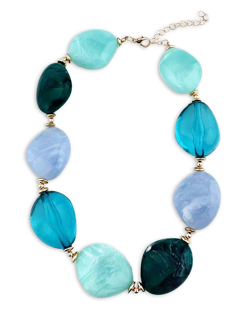 Aqua Chunky Bead Statement Necklace, 16-19 - Exclusive