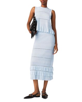 Long Ruffled Knit Skirt