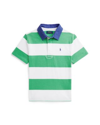 Boys' Striped Cotton Short Sleeved Rugby Shirt - Big Kid