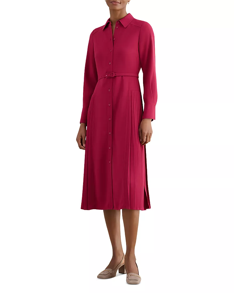 Hobbs London Ginny Pleated Skirt Shirt Dress