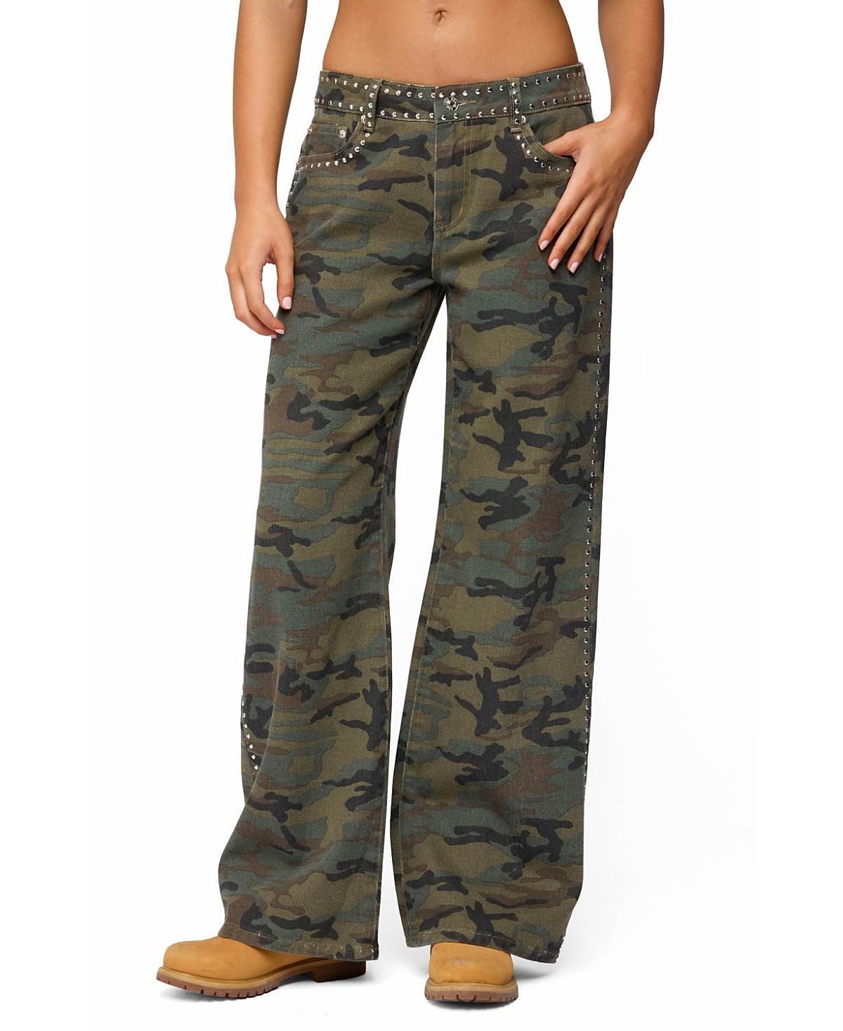 Edikted Quincy Studded Low Rise Baggy Jeans