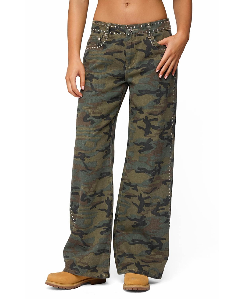 Edikted Quincy Studded Low Rise Baggy Jeans