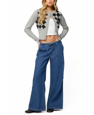  Vicky Tie Waist Low Rise Baggy Jeans