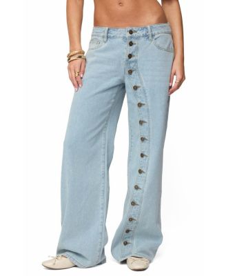  Adison Button Low Rise Baggy Jeans