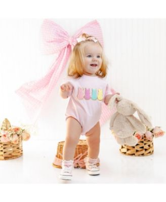 Girls' Easter Peeps Patch Short Sleeve Romper - Baby
