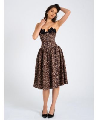  Uchenna Cheetah Print Stretchy Strapless Midi Dress