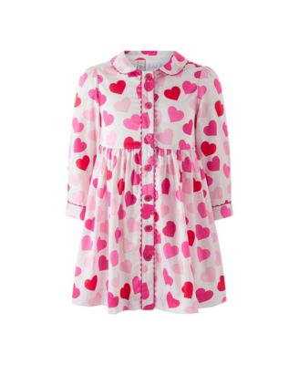  Girls' Scatter Heart Button Front Dress - Little Kid, Big Kid