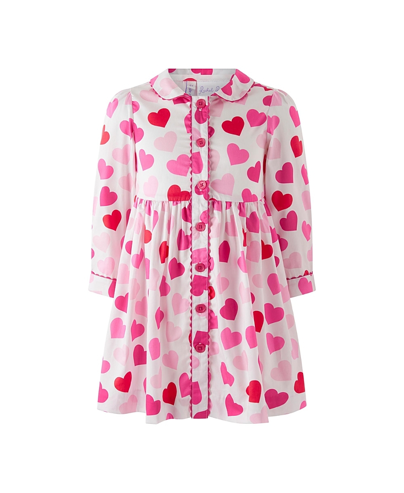 Rachel Riley Girls' Scatter Heart Button Front Dress - Little Kid, Big Kid