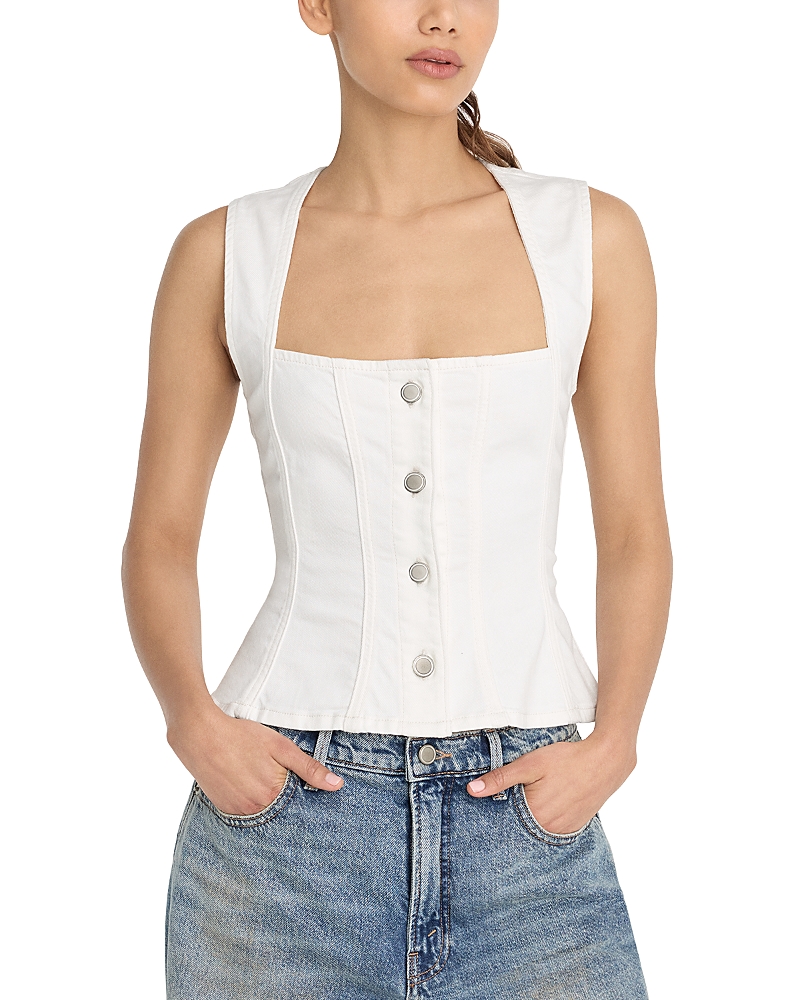 Good American Button Front Peplum Top