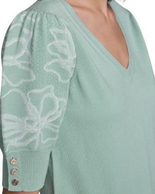 Floral Short Sleeve Sweater 