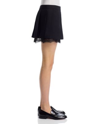 Lace Hem Pleated Mini Skirt
