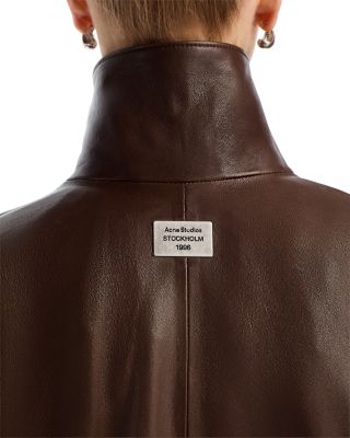 Leather Funnel Neck Jacket