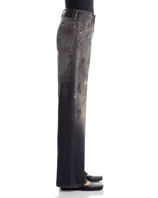 Wide Leg Paint Splatter Jeans in Black