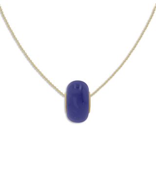 14K Yellow Gold Lapis Rondelle Pendant Necklace, 16-18" - Exclusive