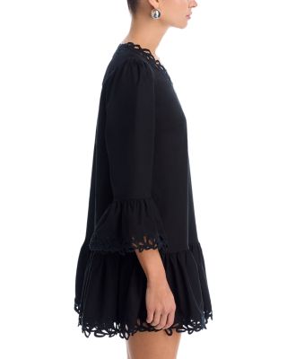 Eyelet V Neck Shirt Mini Dress - Exclusive