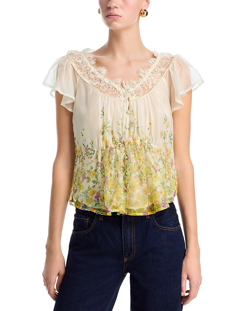 Aqua Placed Floral Lace Top - Exclusive