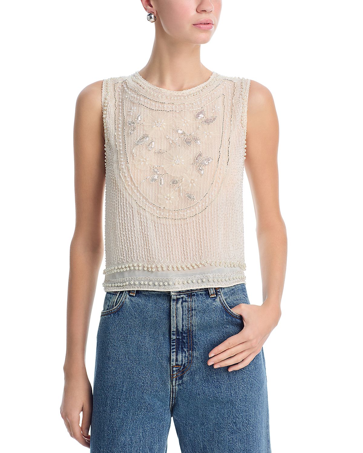 Aqua Beaded Tank Top - Exclusive