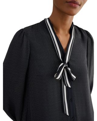 Valerie Contrast Print Tie Neck Dress