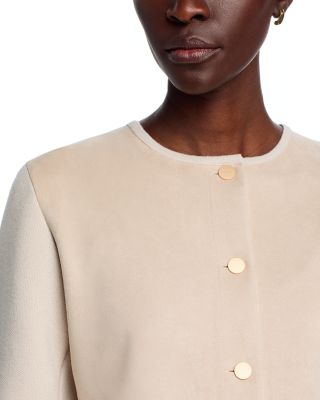 Faux Suede Button Front Jacket