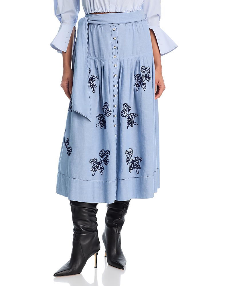The Great. x Stetson Chambray Midi Skirt