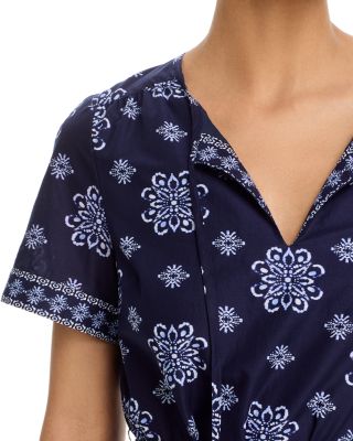 Coastal Tiles Short Sleeve Midi Dress