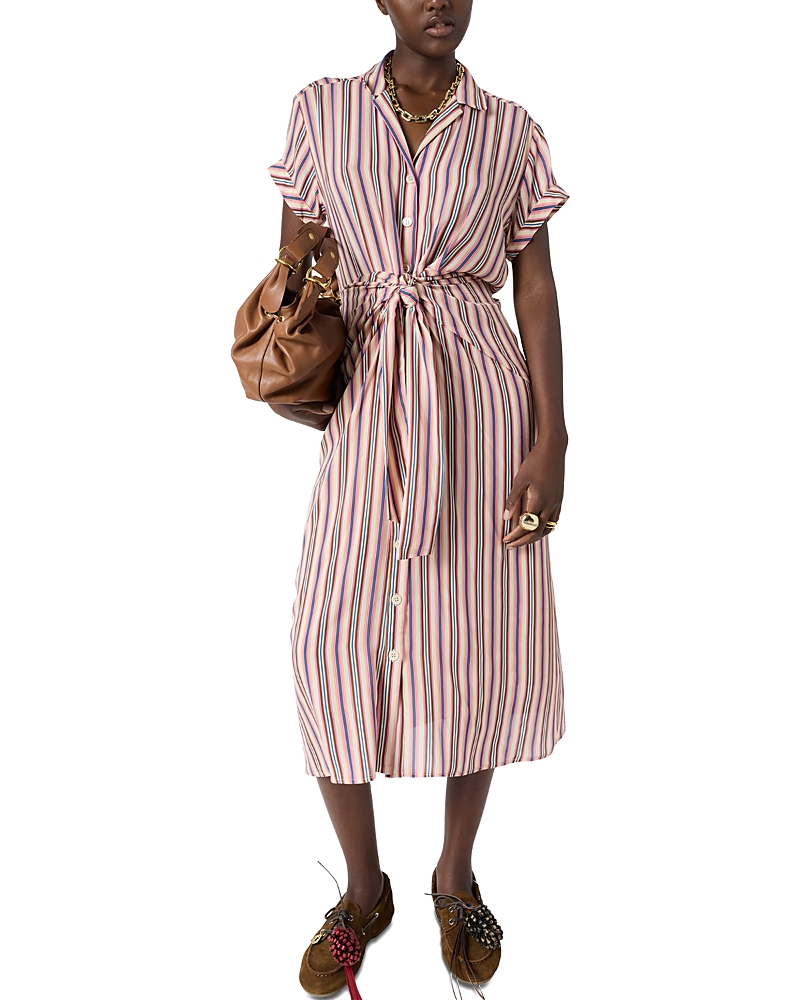 Gerard Darel Raena Twisted Waist Shirt Dress In Multi