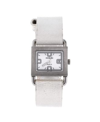 Pre-Owned HERMES Barenia Quartz Watch in Stainless Steel and Leather 21mm