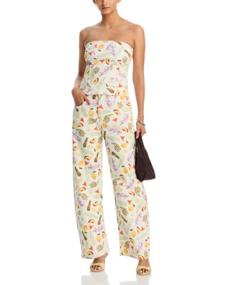 Printed Denim Strapless Top - Exclusive