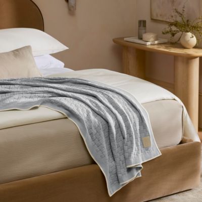 Basketweave Knit Cotton Throw Blanket