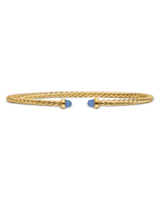 Micro Cablespira&reg; Flex Bracelet in 18K Yellow Gold with Blue Sapphires, 2.6mm