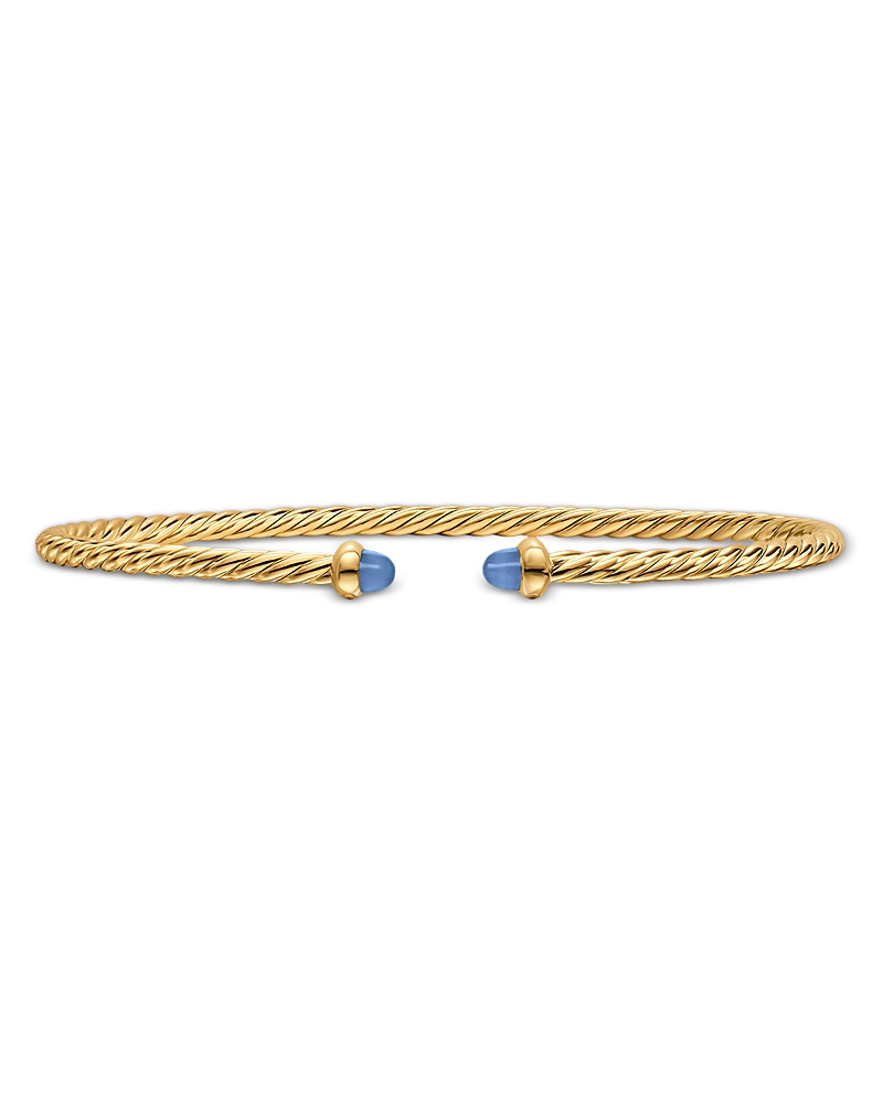 Micro Cablespira Flex Bracelet in 18K Yellow Gold with Blue Sapphires, 2.6mm