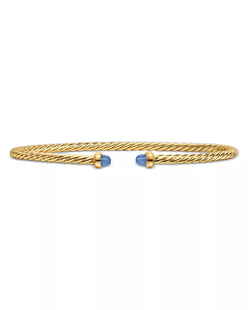 Micro Cablespira Flex Bracelet in 18K Yellow Gold with Blue Sapphires, 2.6mm