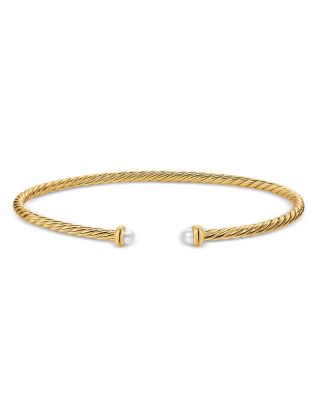 Micro Cablespira&reg; Flex Bracelet in 18K Yellow Gold with Pearls, 2.6mm