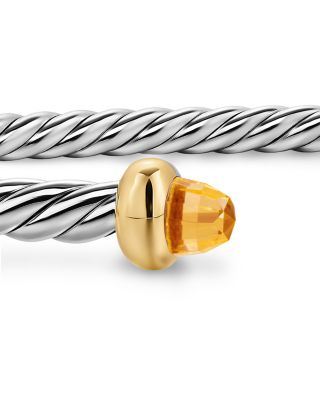 Micro Cable Flex&reg; Bracelet in Sterling Silver with 14K Yellow Gold and Citrine, 2.6mm