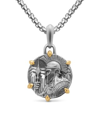 Men's Ares Amulet in Sterling Silver with 18K Yellow Gold, 26.4mm