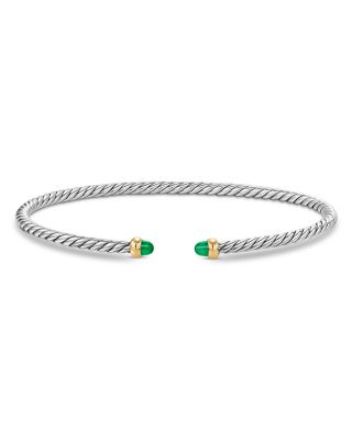 Micro Cable Flex&reg; Bracelet in Sterling Silver with 14K Yellow Gold and Gemstones, 2.6mm
