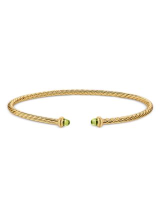 Micro Cablespira&reg; Flex Bracelet in 18K Yellow Gold with Peridot, 2.6mm 