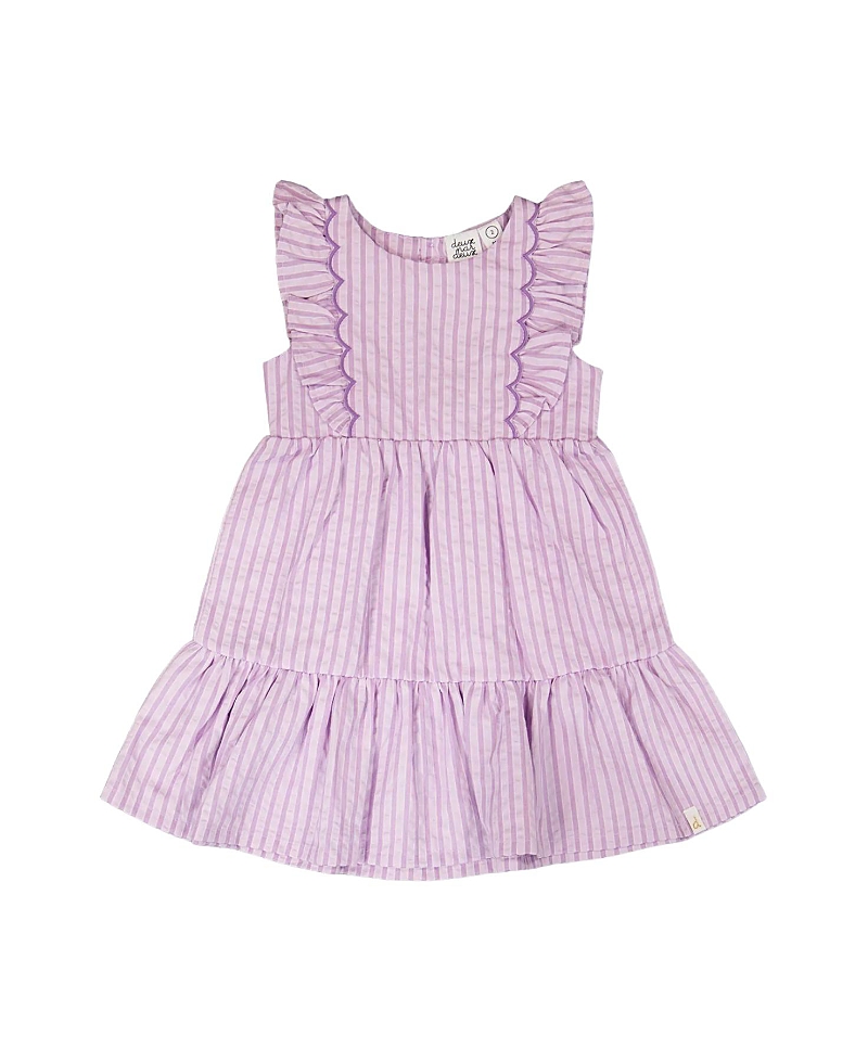 Deux par Deux Girls' Sleeveless Flutter Ruffles Striped Dress - Little Kid